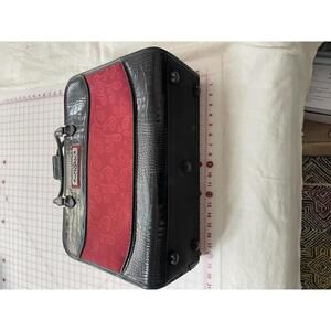 NWOT Brighton Accessories luggage bag red black leather fabric